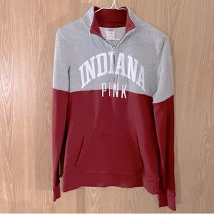 PINK Logo Red/ Gray Pullover 1/4 Zip Sweatshirt